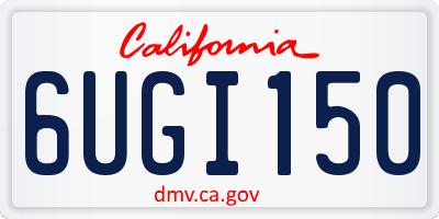 CA license plate 6UGI150