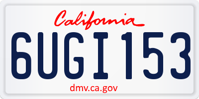 CA license plate 6UGI153