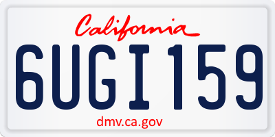 CA license plate 6UGI159