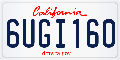 CA license plate 6UGI160