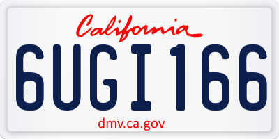 CA license plate 6UGI166