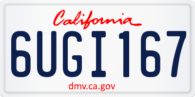 CA license plate 6UGI167