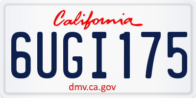 CA license plate 6UGI175