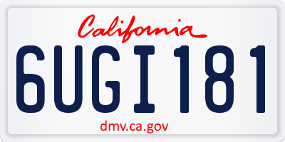 CA license plate 6UGI181