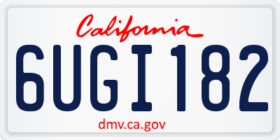 CA license plate 6UGI182