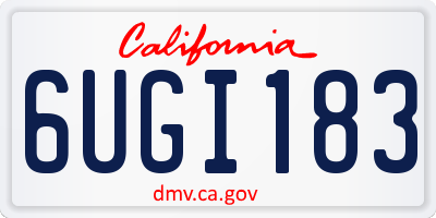 CA license plate 6UGI183