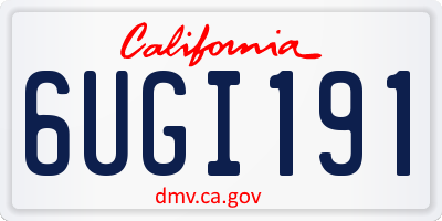 CA license plate 6UGI191