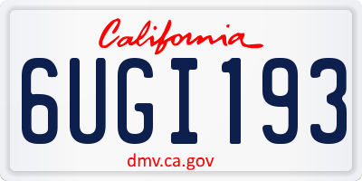 CA license plate 6UGI193