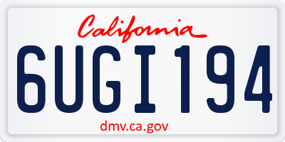 CA license plate 6UGI194