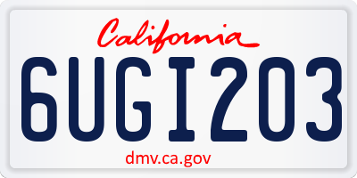 CA license plate 6UGI203