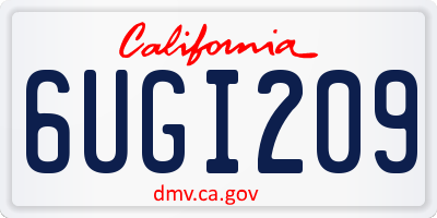 CA license plate 6UGI209