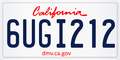 CA license plate 6UGI212