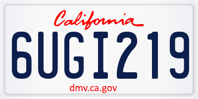 CA license plate 6UGI219