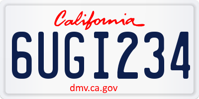 CA license plate 6UGI234