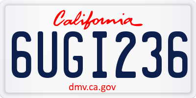 CA license plate 6UGI236
