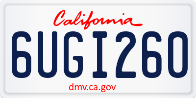 CA license plate 6UGI260