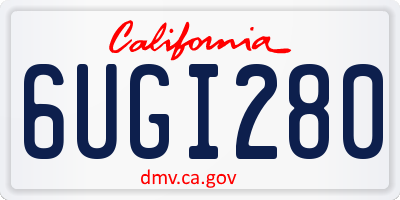 CA license plate 6UGI280