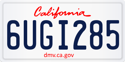 CA license plate 6UGI285