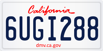CA license plate 6UGI288