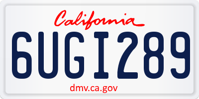 CA license plate 6UGI289