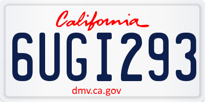 CA license plate 6UGI293