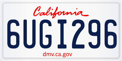 CA license plate 6UGI296