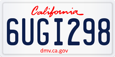 CA license plate 6UGI298