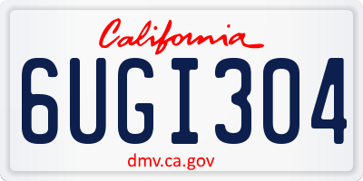 CA license plate 6UGI304