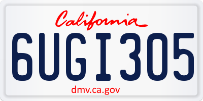 CA license plate 6UGI305