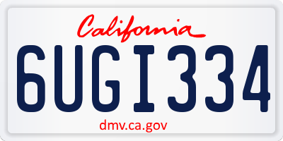 CA license plate 6UGI334