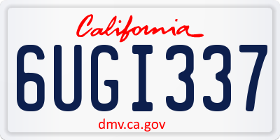 CA license plate 6UGI337
