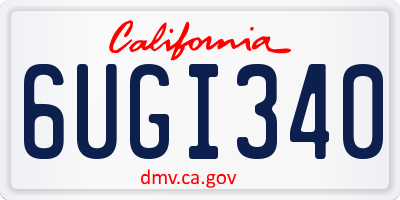 CA license plate 6UGI340