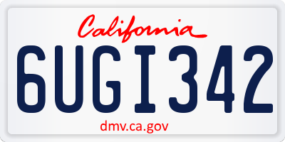 CA license plate 6UGI342