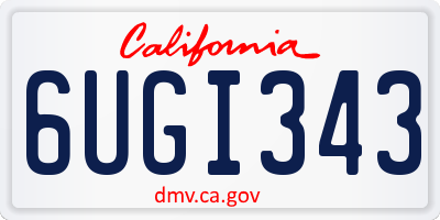 CA license plate 6UGI343