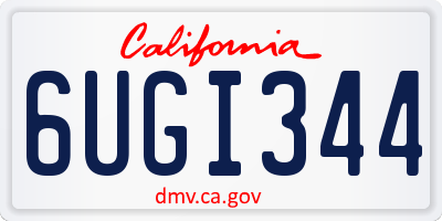 CA license plate 6UGI344