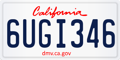 CA license plate 6UGI346