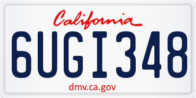 CA license plate 6UGI348