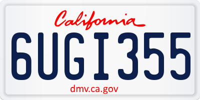 CA license plate 6UGI355