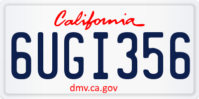 CA license plate 6UGI356