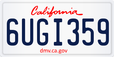 CA license plate 6UGI359