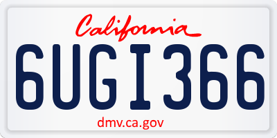 CA license plate 6UGI366