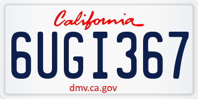 CA license plate 6UGI367