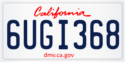 CA license plate 6UGI368