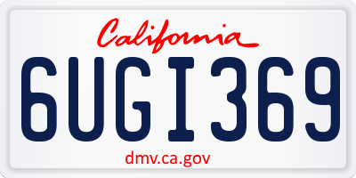 CA license plate 6UGI369