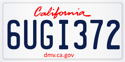 CA license plate 6UGI372