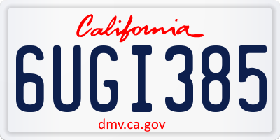 CA license plate 6UGI385