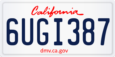 CA license plate 6UGI387