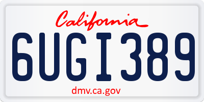 CA license plate 6UGI389