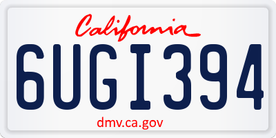 CA license plate 6UGI394