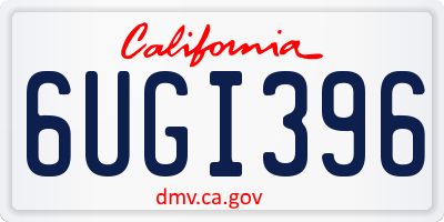 CA license plate 6UGI396